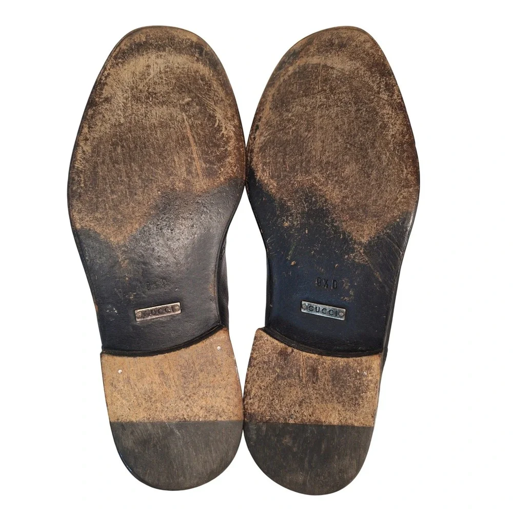 Gucci Men's leather Shoes Loafers Classic Black Size 9.5 US/43 EUR /9‎ UK